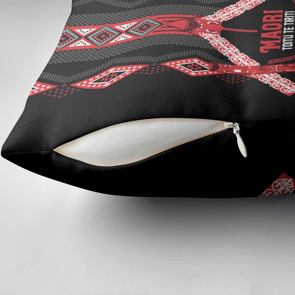 Toitu Te Tiriti Waitangi Pillow Cover Black Wharenui House - Aussie Hoodie
