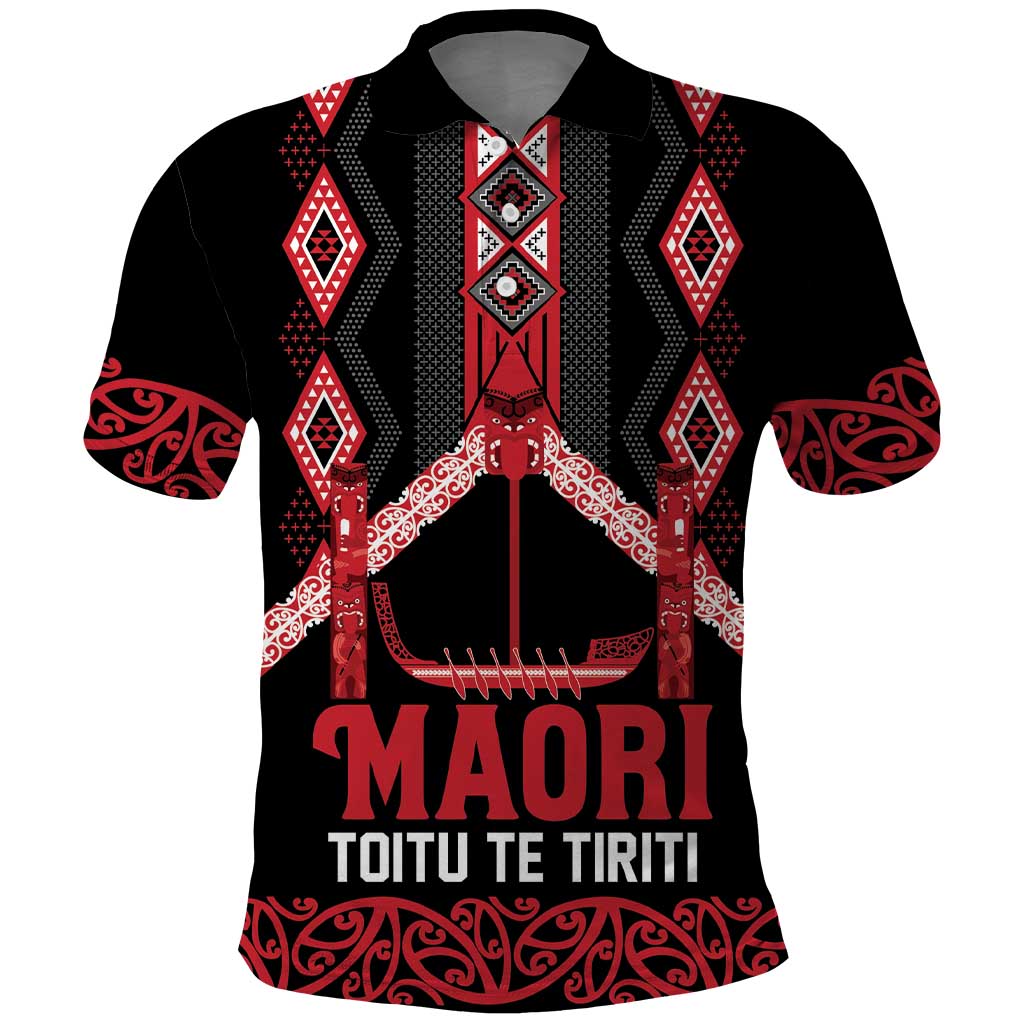 Toitu Te Tiriti Waitangi Polo Shirt Black Wharenui House - Aussie Hoodie