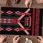 Toitu Te Tiriti Waitangi Puzzle Black Wharenui House - Aussie Hoodie