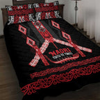 Toitu Te Tiriti Waitangi Quilt Bed Set Black Wharenui House - Aussie Hoodie