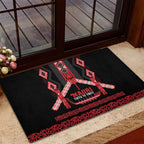 Toitu Te Tiriti Waitangi Rubber Doormat Black Wharenui House - Aussie Hoodie