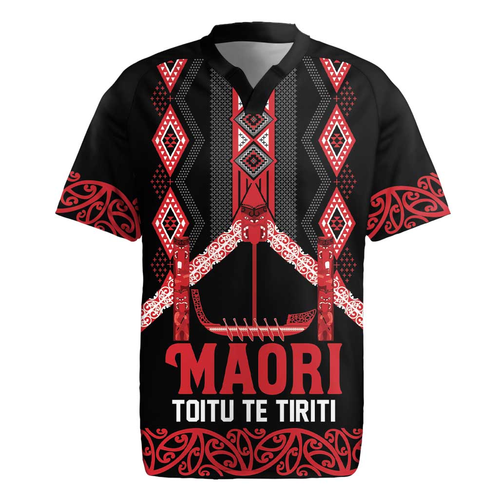 Toitu Te Tiriti Waitangi Rugby Jersey Black Wharenui House - Aussie Hoodie