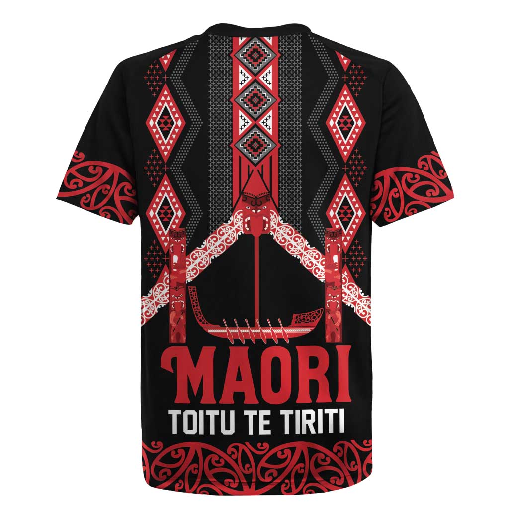 Toitu Te Tiriti Waitangi Rugby Jersey Black Wharenui House - Aussie Hoodie