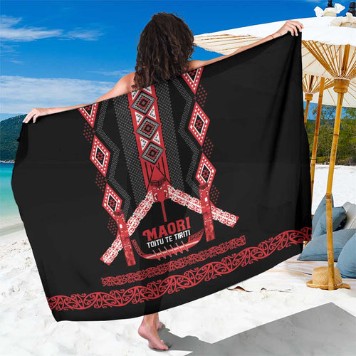 Toitu Te Tiriti Waitangi Sarong Black Wharenui House - Aussie Hoodie