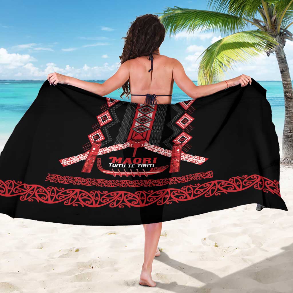 Toitu Te Tiriti Waitangi Sarong Black Wharenui House - Aussie Hoodie