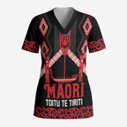 Toitu Te Tiriti Waitangi Scrub Top Black Wharenui House - Aussie Hoodie
