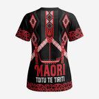 Toitu Te Tiriti Waitangi Scrub Top Black Wharenui House - Aussie Hoodie