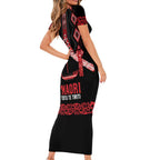 Toitu Te Tiriti Waitangi Short Sleeve Bodycon Dress Black Wharenui House - Aussie Hoodie