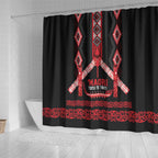 Toitu Te Tiriti Waitangi Shower Curtain Black Wharenui House - Aussie Hoodie