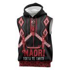 Toitu Te Tiriti Waitangi Sleeveless Hoodie Black Wharenui House - Aussie Hoodie