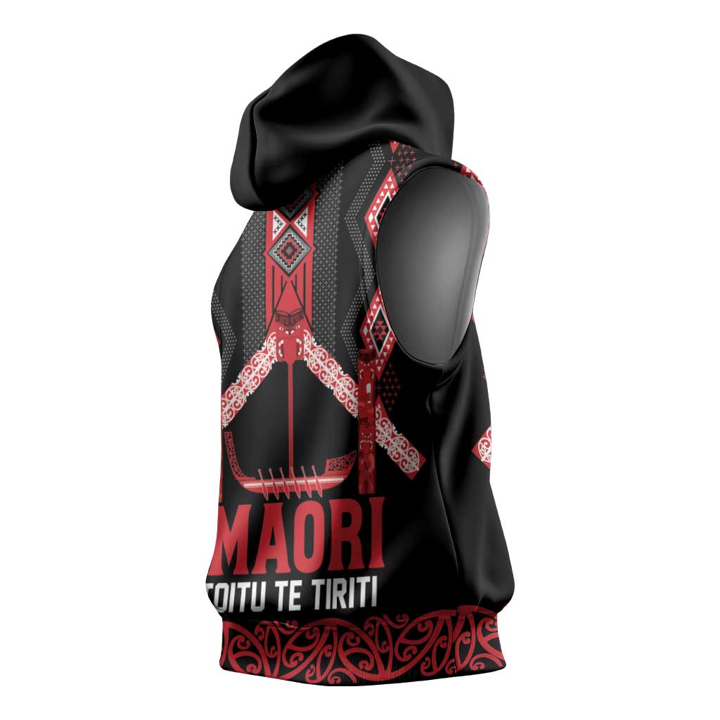 Toitu Te Tiriti Waitangi Sleeveless Hoodie Black Wharenui House - Aussie Hoodie