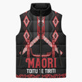 Toitu Te Tiriti Waitangi Sleeveless Puffer Jacket Black Wharenui House - Aussie Hoodie