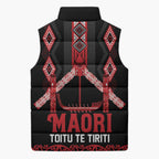 Toitu Te Tiriti Waitangi Sleeveless Puffer Jacket Black Wharenui House - Aussie Hoodie
