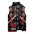 Toitu Te Tiriti Waitangi Sleeveless Puffer Jacket Black Wharenui House - Aussie Hoodie