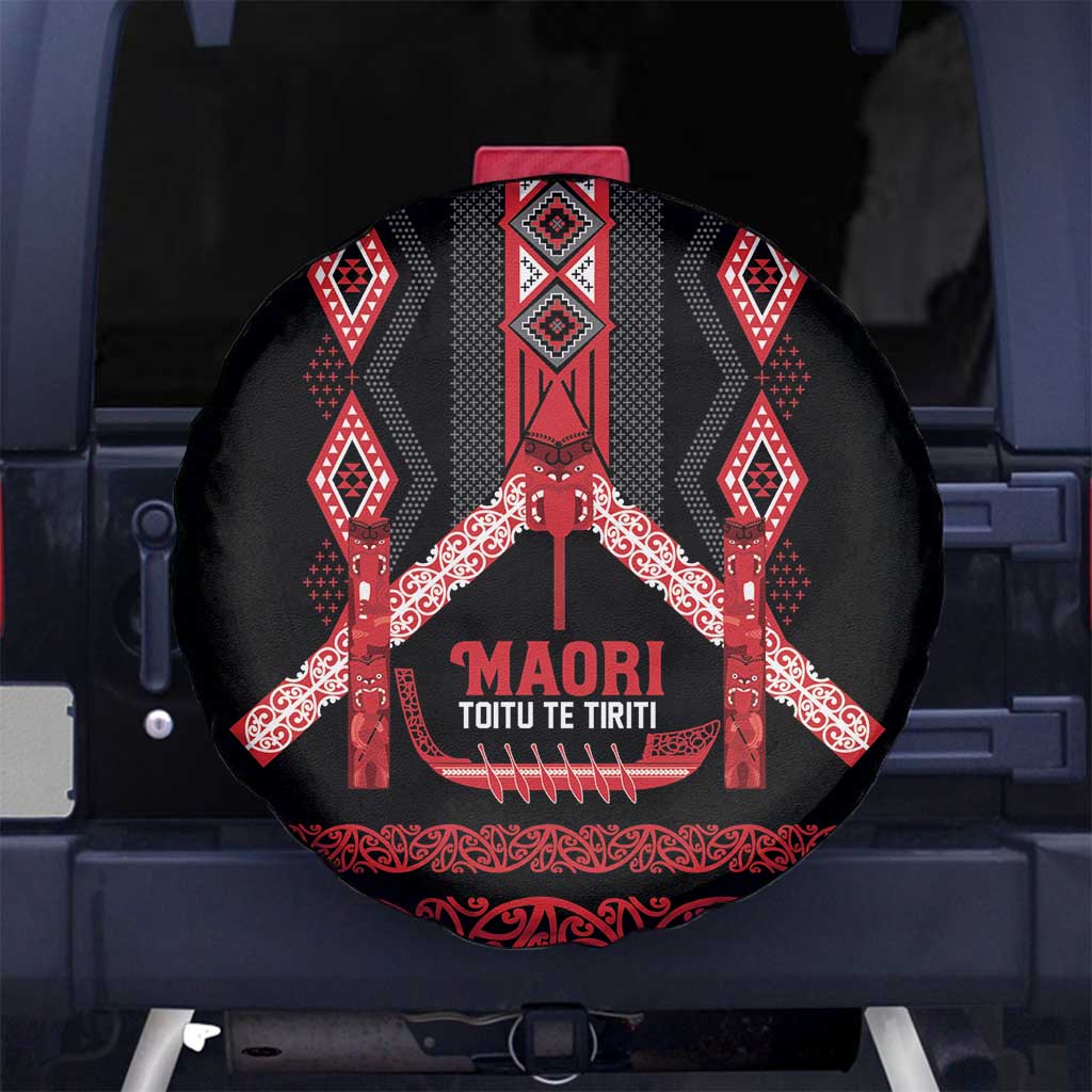 Toitu Te Tiriti Waitangi Spare Tire Cover Black Wharenui House - Aussie Hoodie