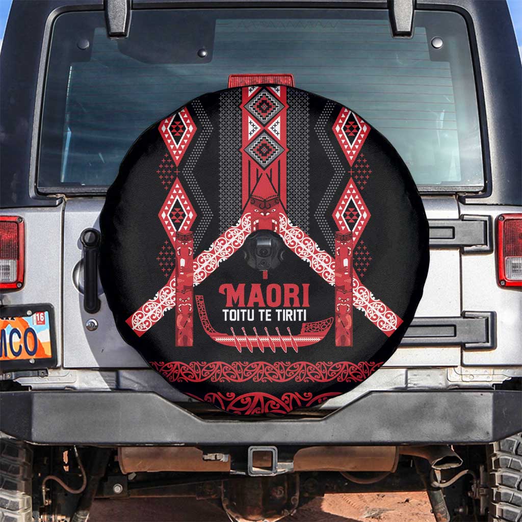 Toitu Te Tiriti Waitangi Spare Tire Cover Black Wharenui House - Aussie Hoodie