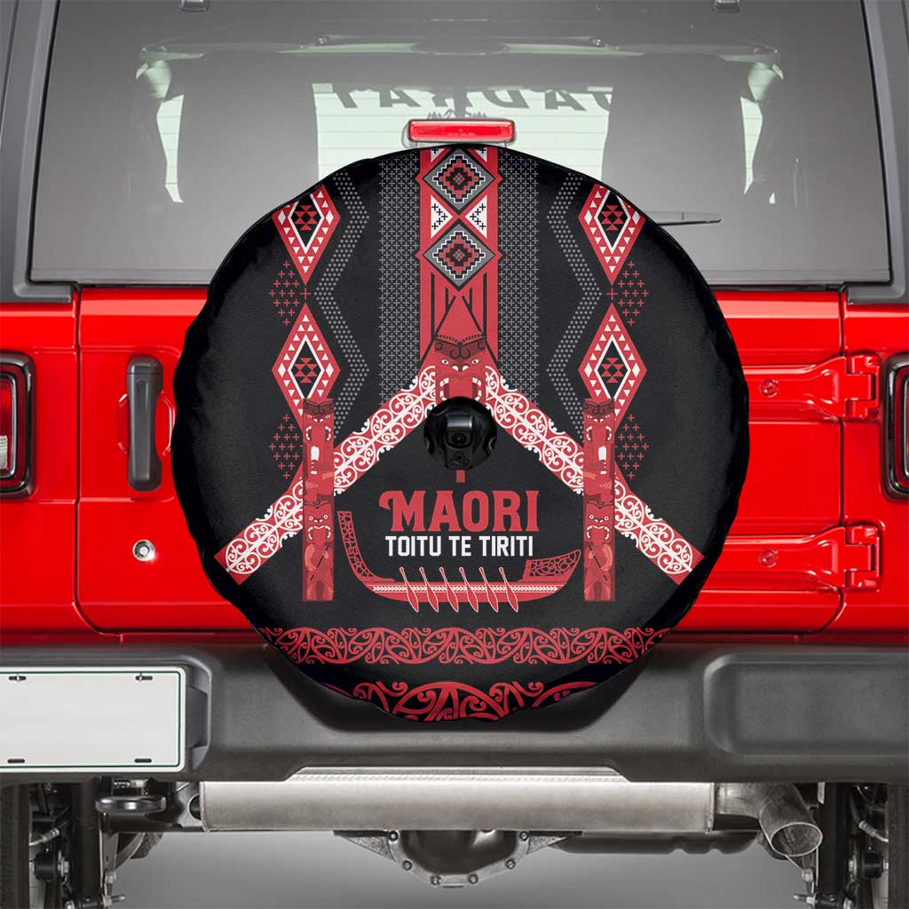 Toitu Te Tiriti Waitangi Spare Tire Cover Black Wharenui House - Aussie Hoodie