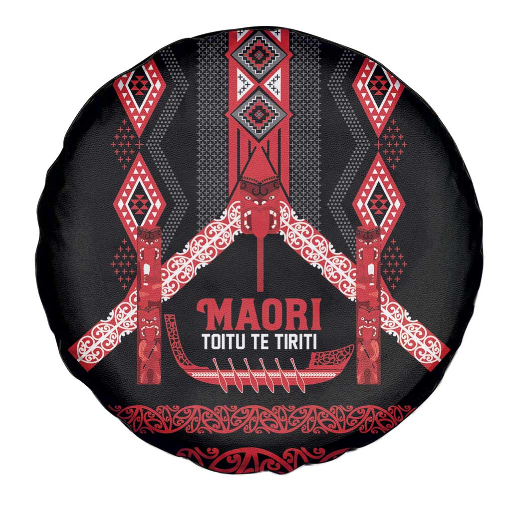 Toitu Te Tiriti Waitangi Spare Tire Cover Black Wharenui House - Aussie Hoodie