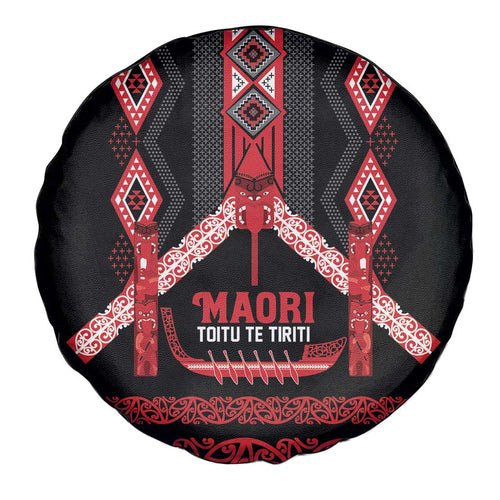 Toitu Te Tiriti Waitangi Spare Tire Cover Black Wharenui House - Aussie Hoodie