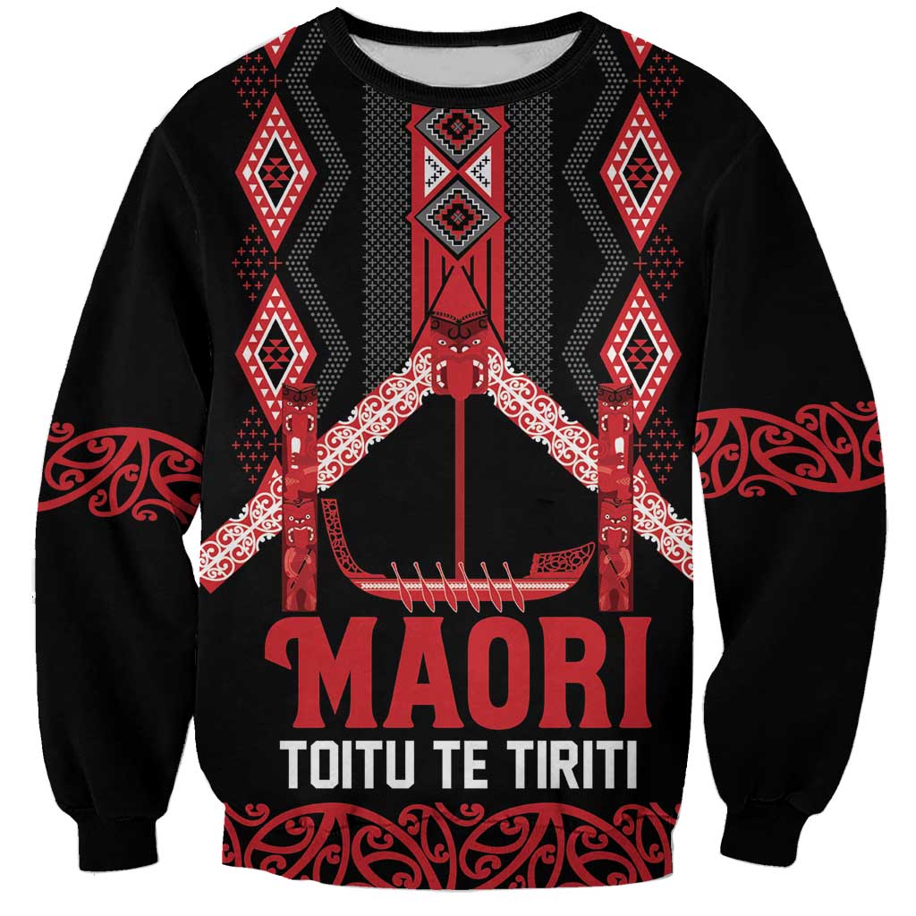 Toitu Te Tiriti Waitangi Sweatshirt Black Wharenui House - Aussie Hoodie