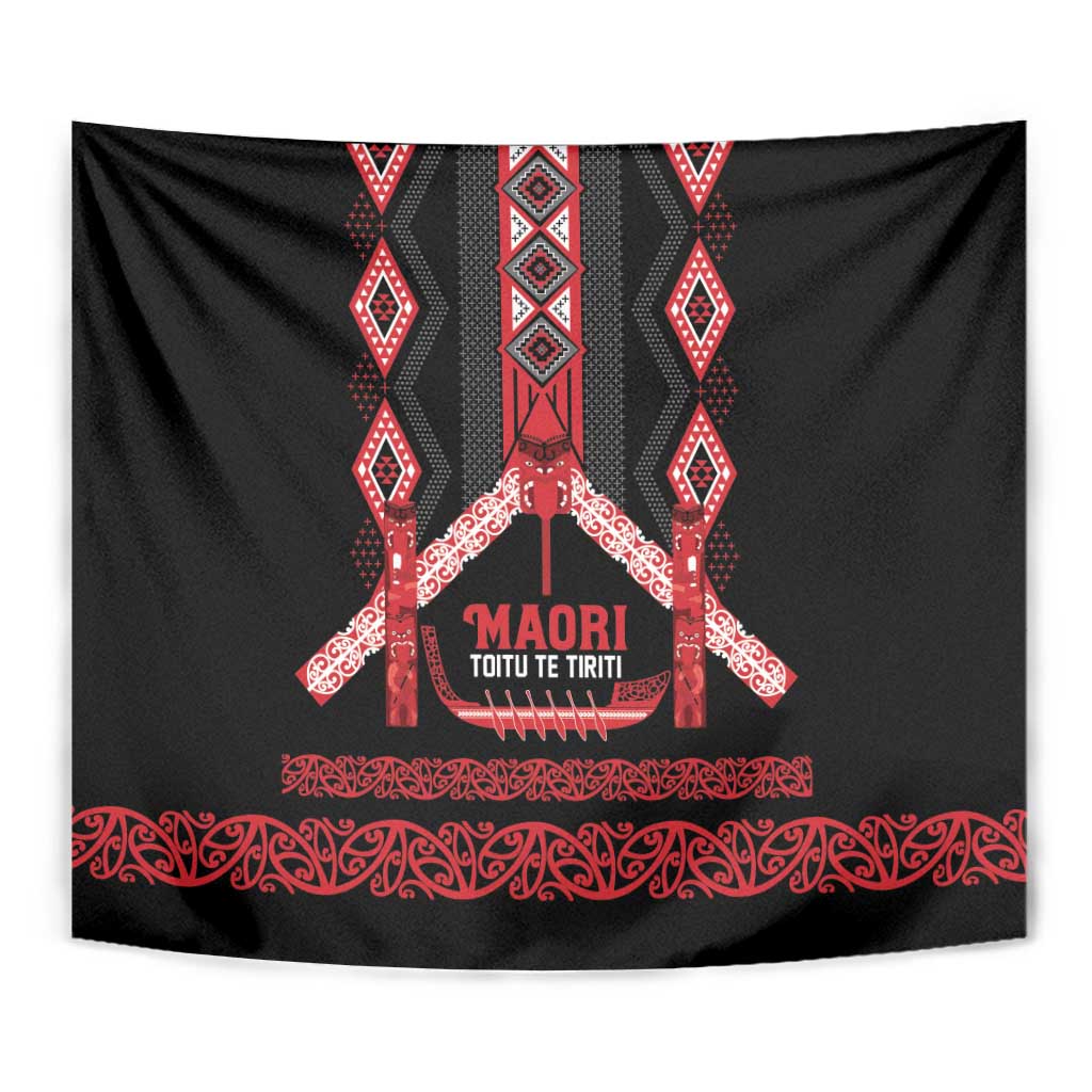 Toitu Te Tiriti Waitangi Tapestry Black Wharenui House - Aussie Hoodie