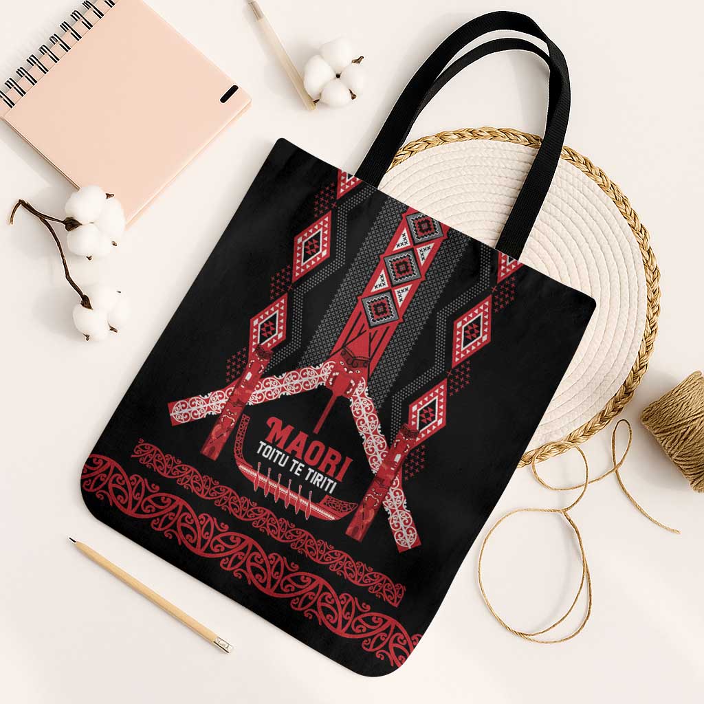Toitu Te Tiriti Waitangi Tote Bag Black Wharenui House - Aussie Hoodie
