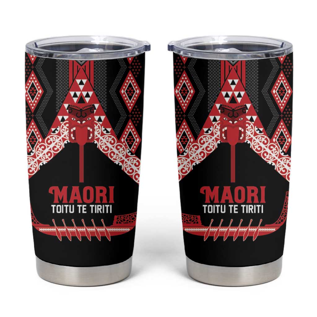 Toitu Te Tiriti Waitangi Tumbler Cup Black Wharenui House - Aussie Hoodie