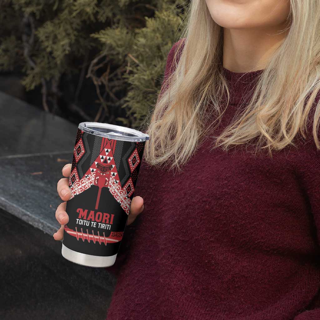 Toitu Te Tiriti Waitangi Tumbler Cup Black Wharenui House - Aussie Hoodie