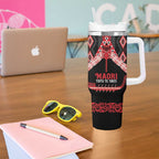 Toitu Te Tiriti Waitangi Tumbler With Handle Black Wharenui House - Aussie Hoodie