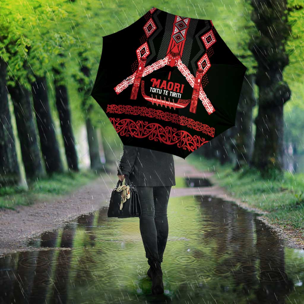 Toitu Te Tiriti Waitangi Umbrella Black Wharenui House - Aussie Hoodie