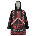 Toitu Te Tiriti Waitangi Wearable Blanket Hoodie Black Wharenui House - Aussie Hoodie
