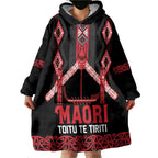 Toitu Te Tiriti Waitangi Wearable Blanket Hoodie Black Wharenui House - Aussie Hoodie
