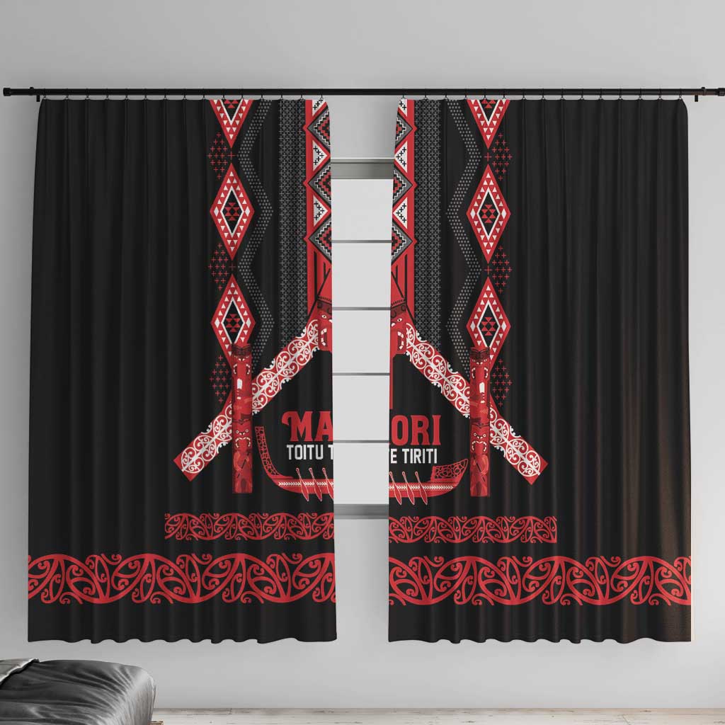 Toitu Te Tiriti Waitangi Window Curtain Black Wharenui House - Aussie Hoodie