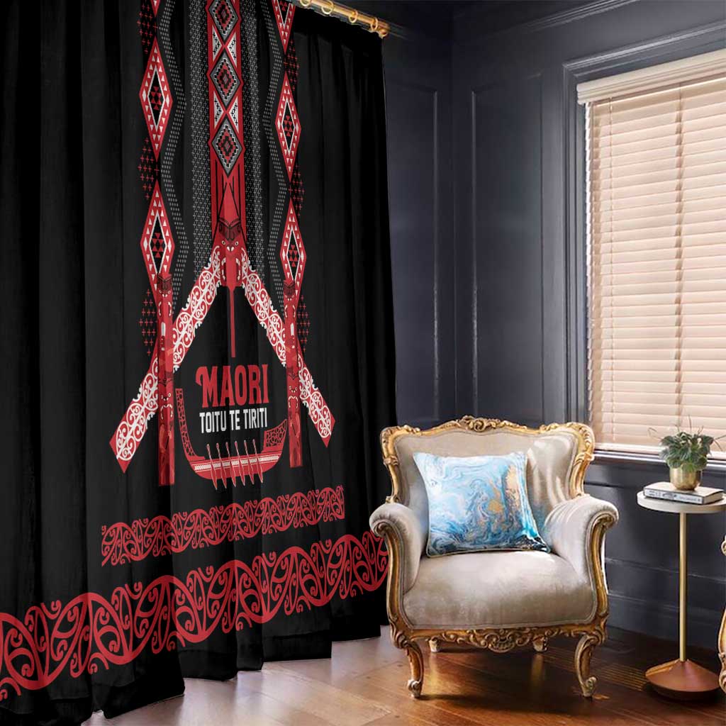 Toitu Te Tiriti Waitangi Window Curtain Black Wharenui House - Aussie Hoodie