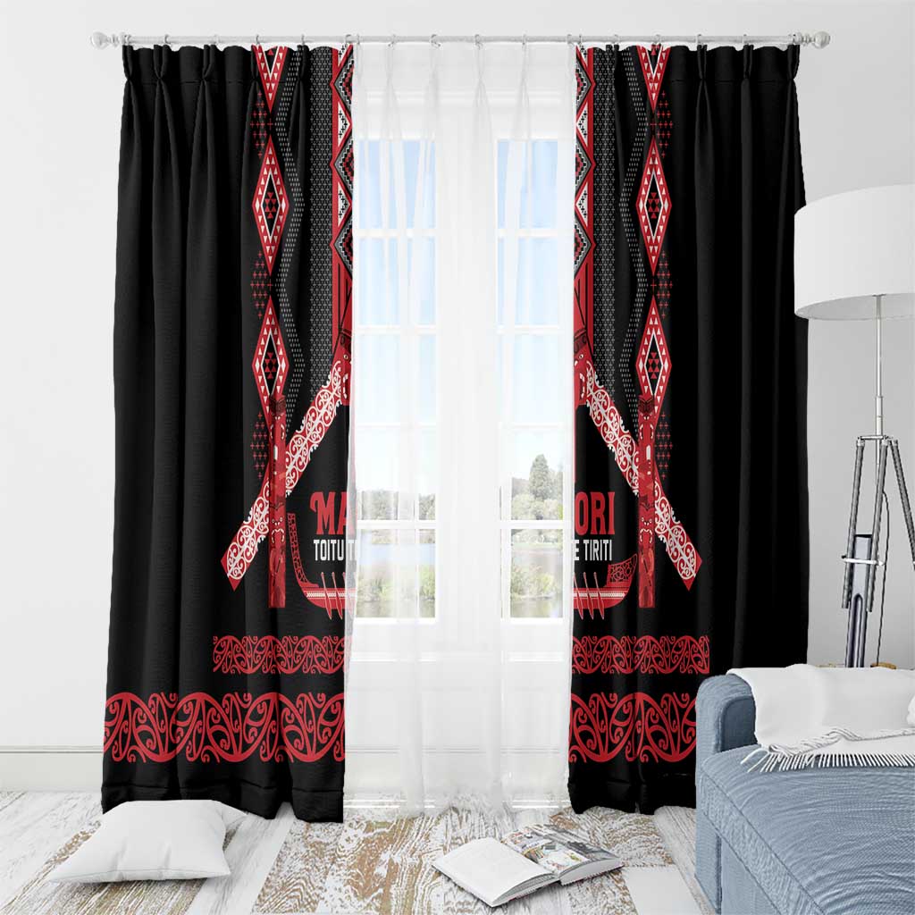 Toitu Te Tiriti Waitangi Window Curtain Black Wharenui House - Aussie Hoodie