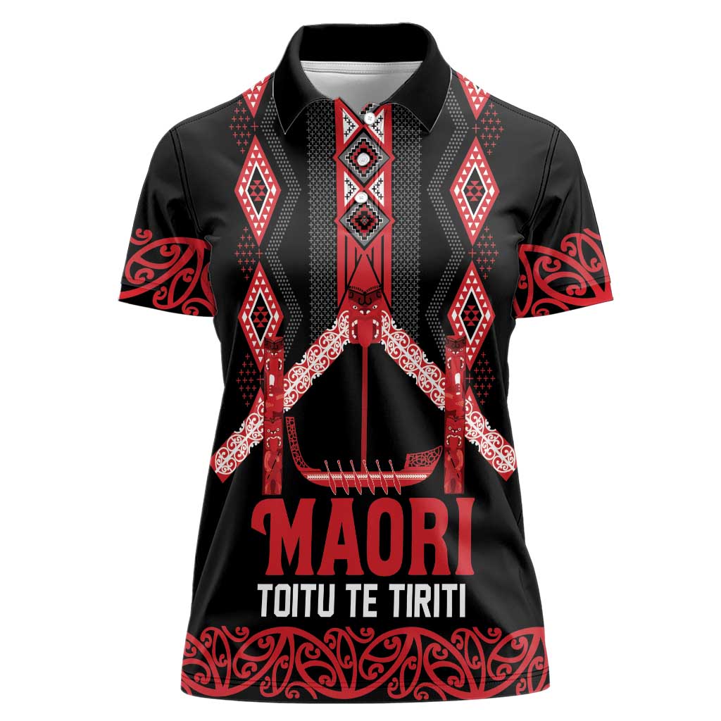 Toitu Te Tiriti Waitangi Women Polo Shirt Black Wharenui House - Aussie Hoodie