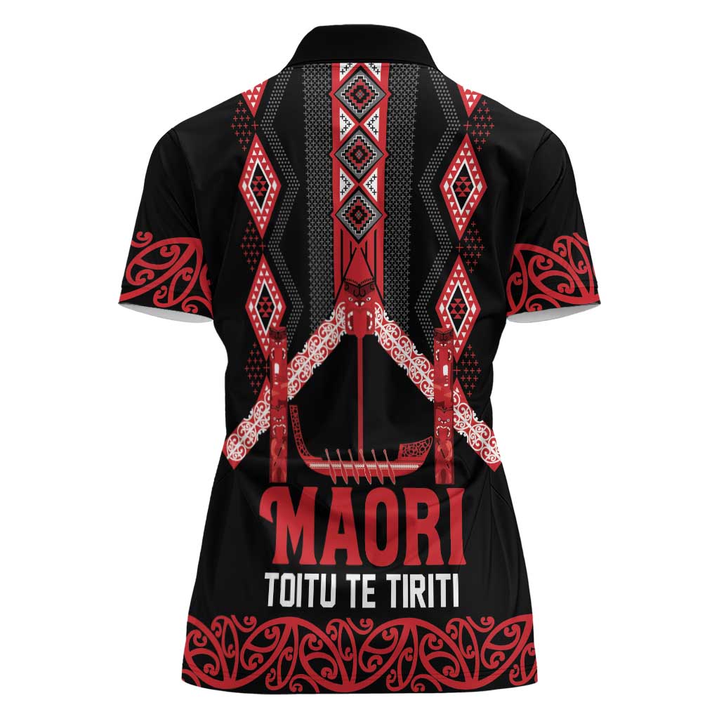 Toitu Te Tiriti Waitangi Women Polo Shirt Black Wharenui House - Aussie Hoodie