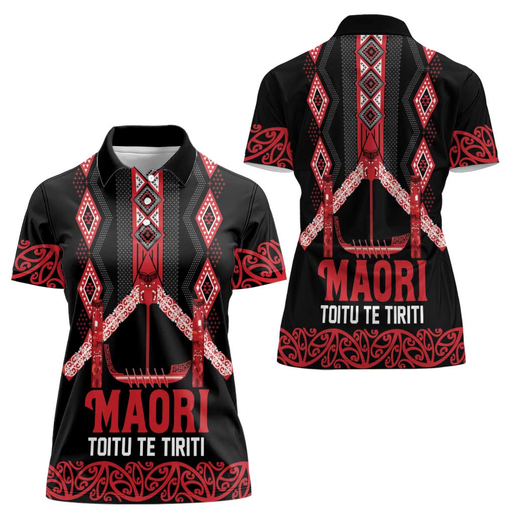 Toitu Te Tiriti Waitangi Women Polo Shirt Black Wharenui House - Aussie Hoodie