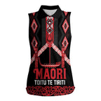 Toitu Te Tiriti Waitangi Women Sleeveless Polo Shirt Black Wharenui House - Aussie Hoodie