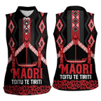 Toitu Te Tiriti Waitangi Women Sleeveless Polo Shirt Black Wharenui House - Aussie Hoodie