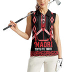 Toitu Te Tiriti Waitangi Women Sleeveless Polo Shirt Black Wharenui House - Aussie Hoodie