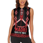 Toitu Te Tiriti Waitangi Women Sleeveless Polo Shirt Black Wharenui House - Aussie Hoodie