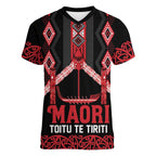 Toitu Te Tiriti Waitangi Women V-Neck T-Shirt Black Wharenui House - Aussie Hoodie