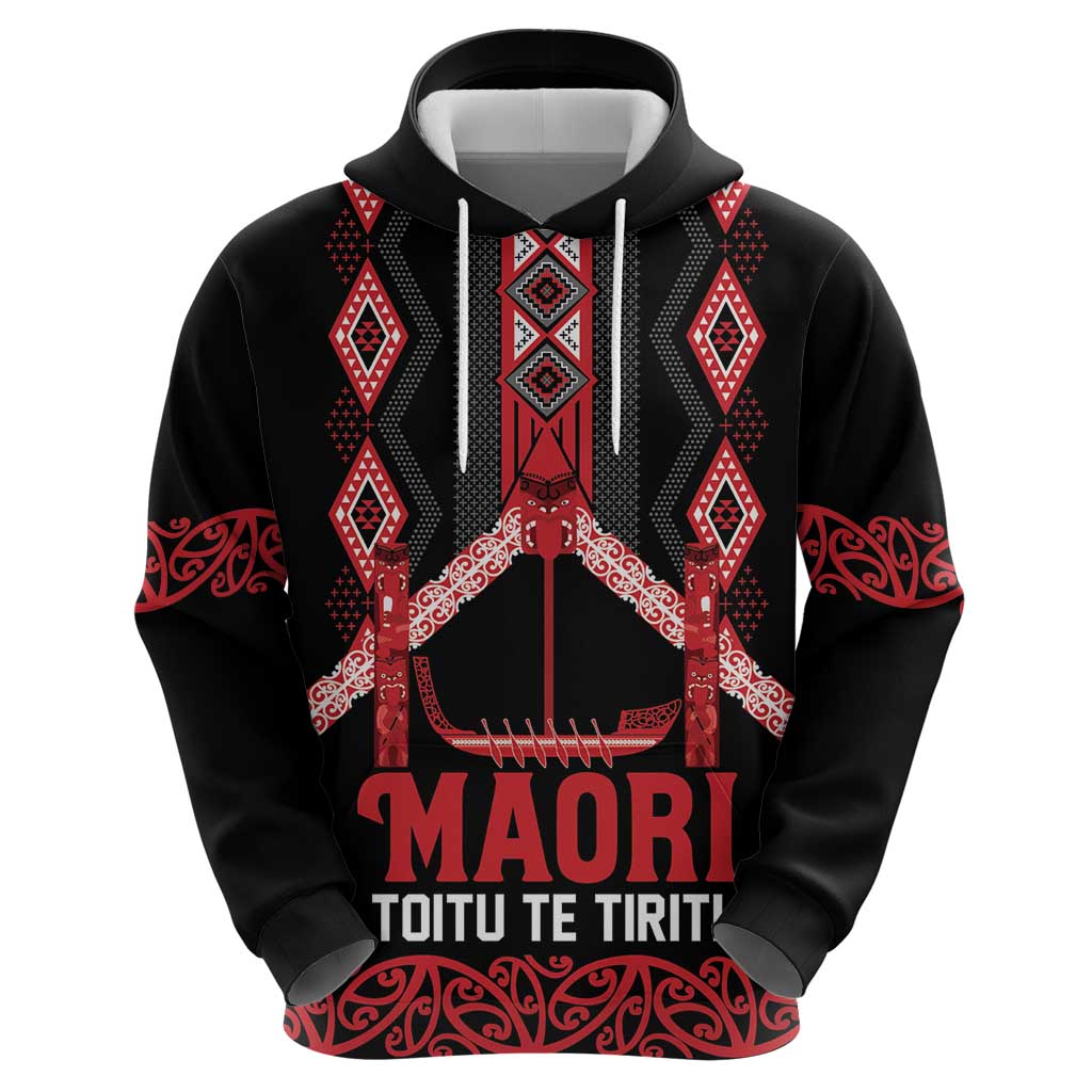 Toitu Te Tiriti Waitangi Zip Hoodie Black Wharenui House - Aussie Hoodie