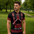 Toitu Te Tiriti Waitangi Zipper Polo Shirt Black Wharenui House - Aussie Hoodie
