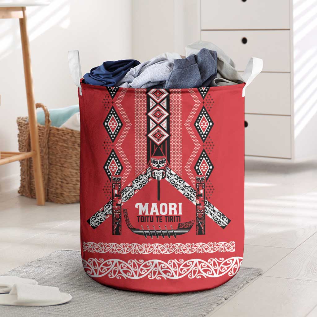 Toitu Te Tiriti Waitangi Laundry Basket Red Wharenui House - Aussie Hoodie