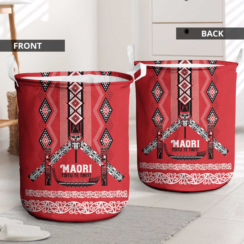 Toitu Te Tiriti Waitangi Laundry Basket Red Wharenui House - Aussie Hoodie