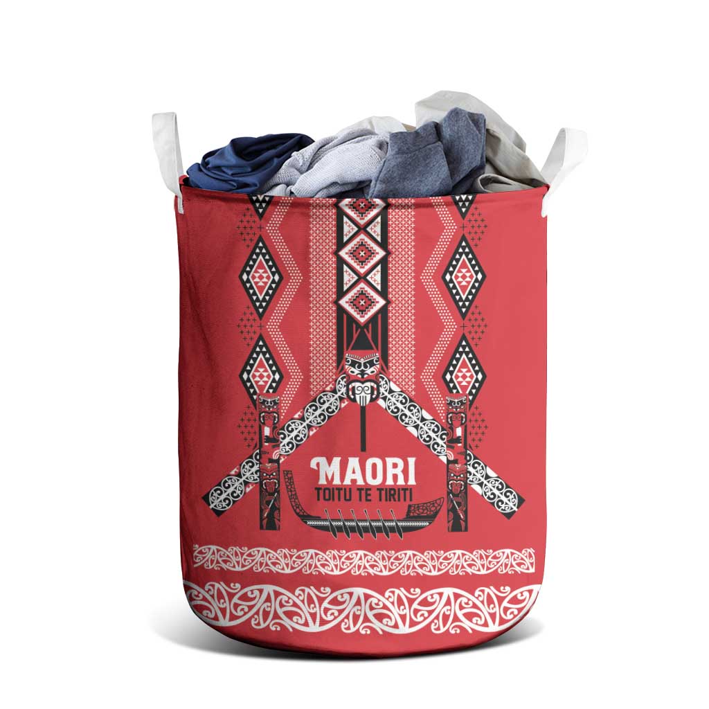 Toitu Te Tiriti Waitangi Laundry Basket Red Wharenui House - Aussie Hoodie