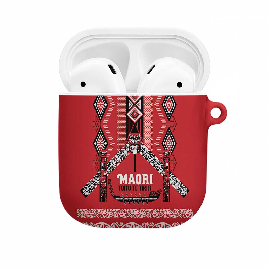 Toitu Te Tiriti Waitangi AirPods Case Red Wharenui House - Aussie Hoodie