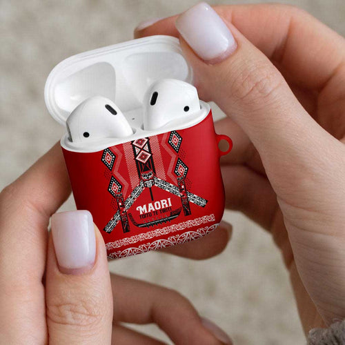 Toitu Te Tiriti Waitangi AirPods Case Red Wharenui House - Aussie Hoodie